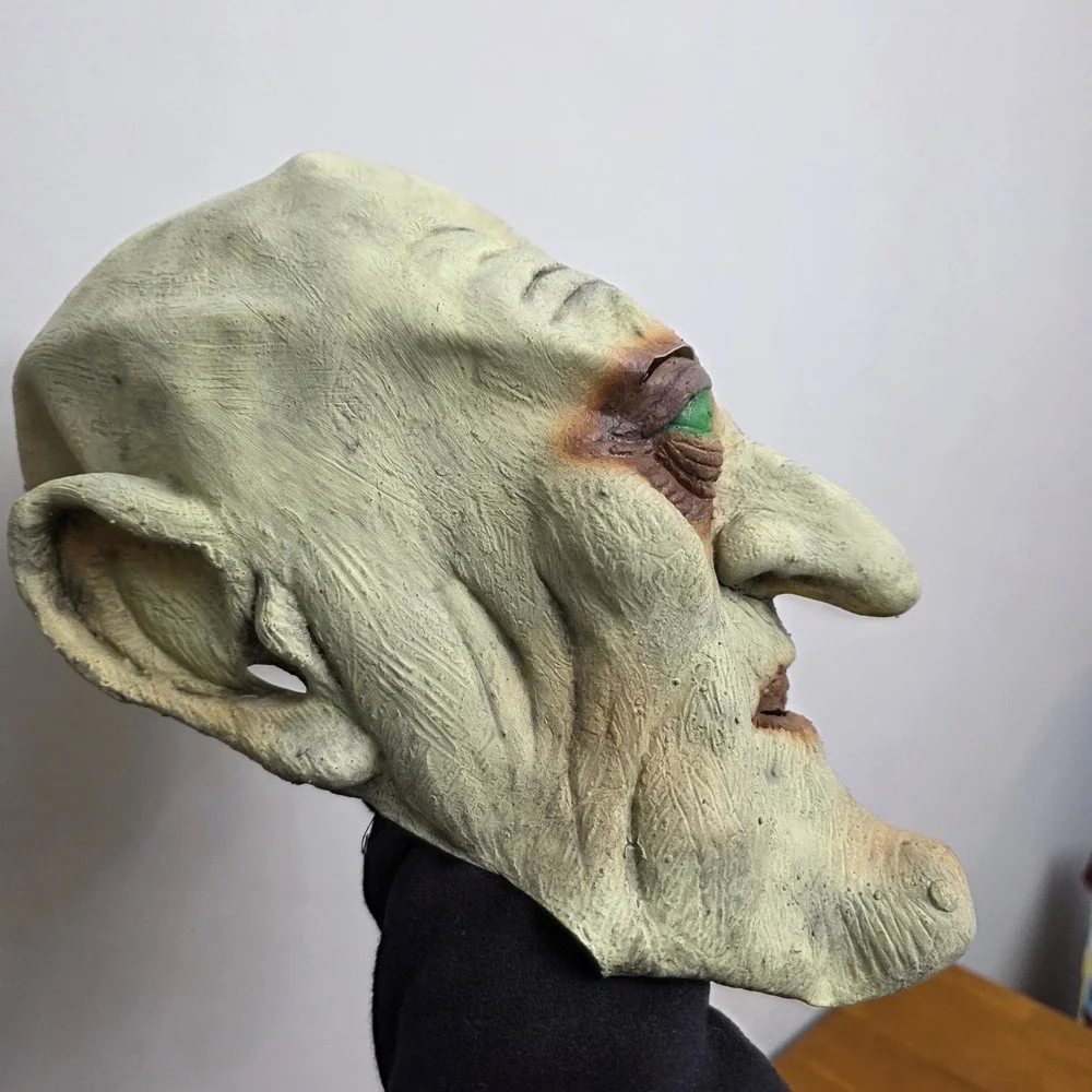 Vintage‎ 90s Creepy Old Man Halloween Mask Scary Goblin Witch Horror Prop Latex